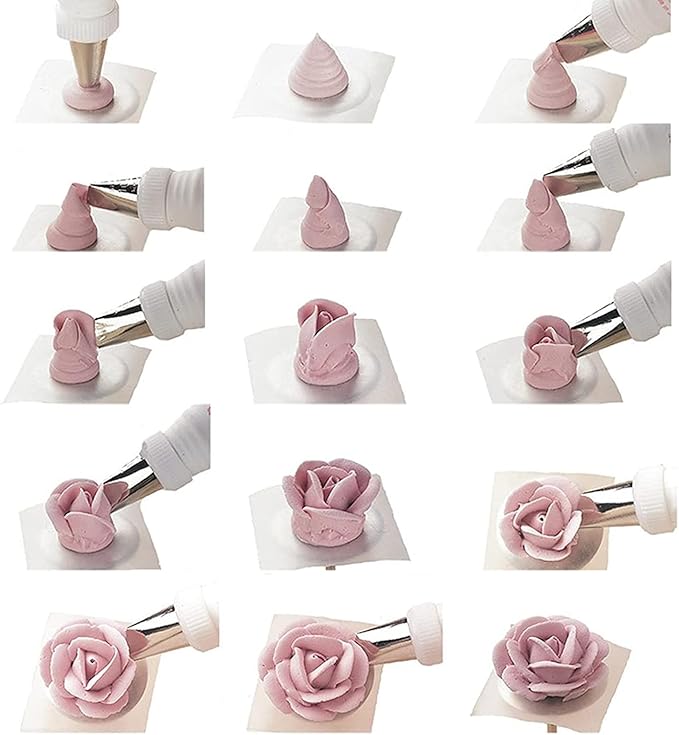 Rose Piping Tips,Petal Ruffle Decorating Tips Set Flower Pastry Tips Icing Frosting Tips Baking Tools Stainless Steel Cake Decorating Kit for Cake Cupcakes DIY Icing Nozzle Tool