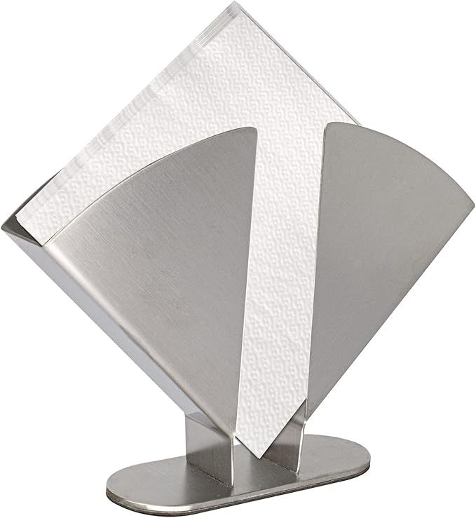 Silver Napkin Holder - Stainless Steel Napkin Holders for Tables - Modern Serviette Holder -Dining Table Napkin Holders for Kitchen Perfect for Outdoor Events