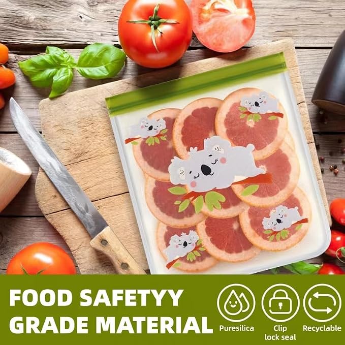 Dishwasher Safe 24 Pack Reusable Freezer bags Storage Vegetable Bags -BPA Free Leakproof Food Storage Bags Reusable Silicone for Marinate Meats