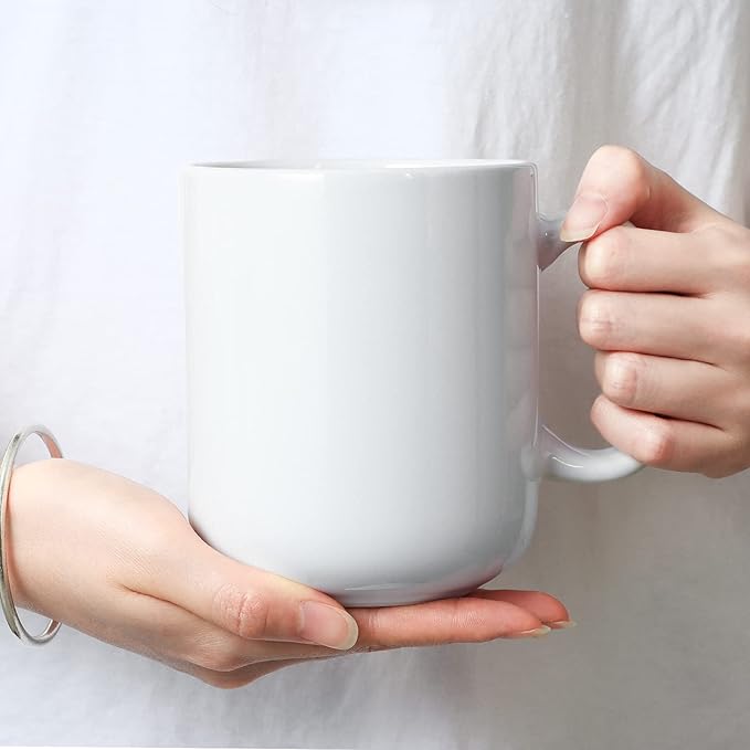 20 OZ Large Coffee Mug, M016 Plain Ceramic Boss Big Tea Cup with Handle for Dad Men, Set of 2, White