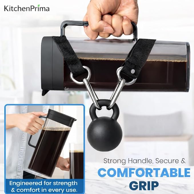 SlimFit 64oz Cold Brew Coffee Maker, Leakproof and fits for fridge door, RV Essentials - BPA-Free Plastic with filter, Large 2L capacity, Iced Tea, Fruit Infused Pitcher, RV Accessory