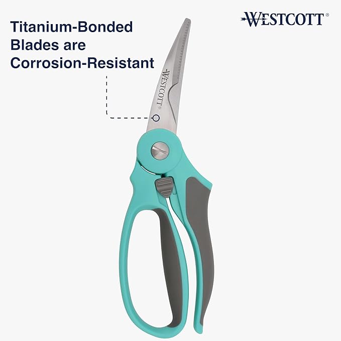 Westcott 9-Inch Titanium-Bonded Kitchen Shears - Soft Handle Spring-Assist Scissors for a Variety of Kitchen Tasks, Ideal for Poultry, Vegetables, and More