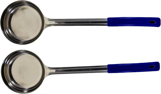8 oz Solid Stainless Steel Portion Control Ladle Spoon | Commercial-Grade Spoodle for Portioning & Serving - Soups, Sauces & Buffet Service. Color-Coded by Size. Dishwasher Safe.