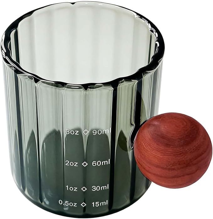 Espresso Measuring Cup with Handle, Espresso Pouring Cup, Espresso Shot Cup, 3oz Glass Measuring Cup For Coffee, Milk, Tea, Baking and Cooking (Gray 90ml)