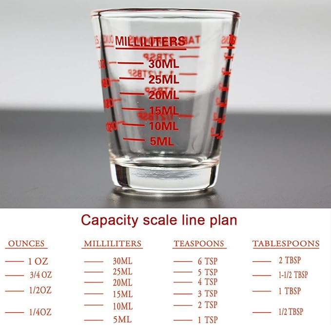 Shot Glass Measuring Cup 3 Ounce/90ML Liquid Heavy High Espresso Glass Cup 2 pcs by TIYOORTA (Red 90ML 30ML) …