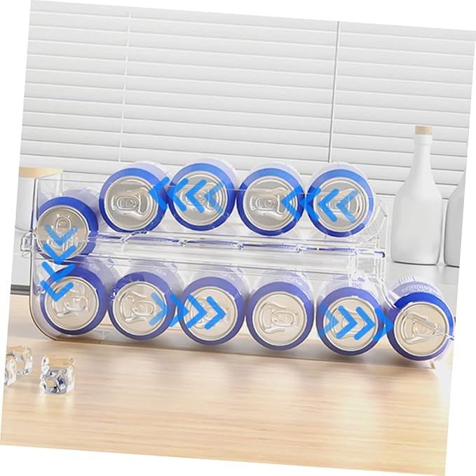 Mobestech Double Can Dispenser Clear Drink Organizer for Fridge and Pantry Space Saving Soda Storage Box Capacity Beverage Holder for Easy Access Kitchen Organizer