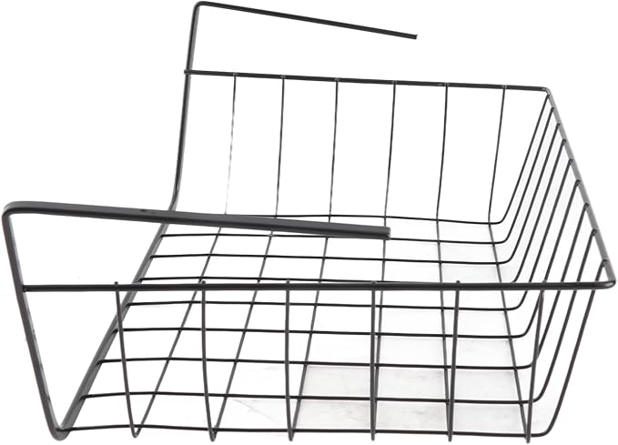 Under Shelf Basket, Metal Under Shelf Storage Hanging Wire Basket Shelves Desk Bookshelf Pantry Organizers for Kitchen Office Laundry Room Space Saving Multipurpose (M)
