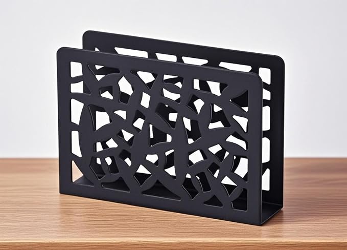 Stainless Steel Napkin Holder Paper Napkin Holder Metal Organizer Tissue Dispenser for Kitchen Countertops, Dining Table, Picnic Table (Black)