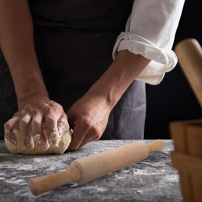PRETYZOOM Wooden Rolling Pin 10.82In Dough Pastry Roller for Fondant Cake Noodle Baking Kitchen Supplies Small Size for Home and Professional Use