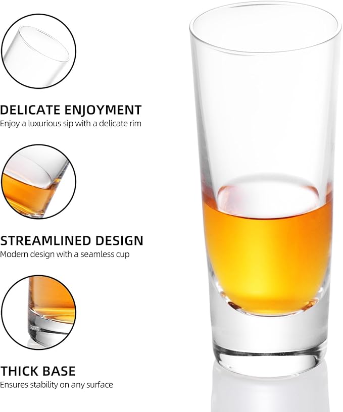 KAMMAK Shot Glasses Set of 2, 90ml/3oz Clear Espresso Shot Glass with Heavy Base for Bar Restaurants Home, Small Whiskey Shot Glass for Vodka, Whiskey, Tequila, Spirits & Liquors