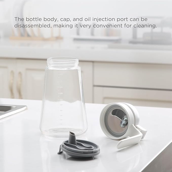 Auto Flip Glass Olive Oil Dispenser Bottle With Scale - Clear 22oz Kitchen Cruet Set of 2