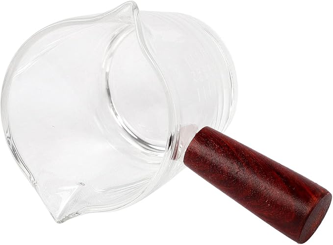 70ml Double Spouts Espresso Cup Shot Glasses Heat-Resistant Measuring Cup Mini Milk Glass Mug with Wooden Handle Clear Scale Ounce for Milk Coffee Espresso Making Heavy Glass Measuring Cup