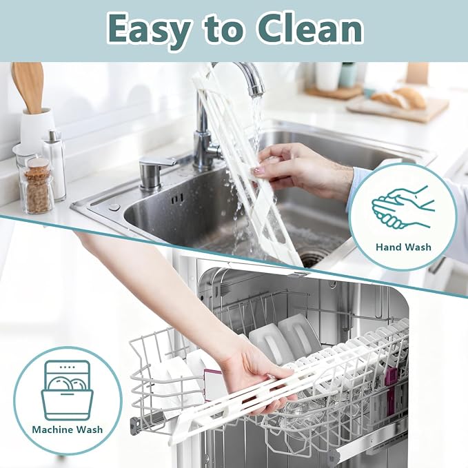 Credon Triangle Roll Up Dish Drying Rack, Foldable Anti-Slip Kitchen Sink Drainer Organizer, Silicone Coated Stainless Steel Frame, Multipurpose Over Sink Corner Caddy for Space Saving (White)