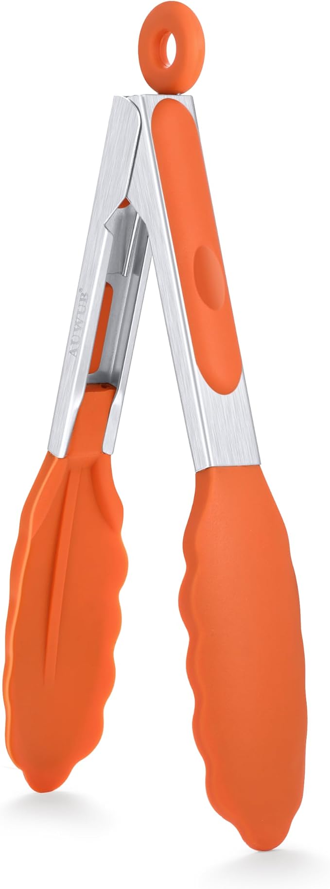 7 Inch Small Silicone Salad Cooking Tongs, Food Serving Tongs with Heat Resistant Non-Slip Grip, Orange Color Kitchen Utensils for Salad Charcuterie Board