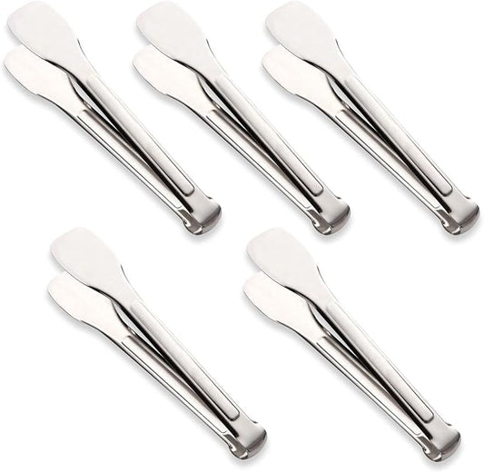 Premium Stainless Steel 9-Inch Kitchen Tong For Cooking Utensils Kitchen Salad Tongs Grilling Barbeque Tongs - Set of 5