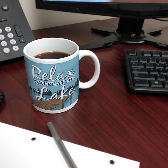 ThisWear Lake Gifts Relax You're at the Lake Mug Lake House Gifts Lake Fishing 11oz Ceramic Coffee Mug with Handle