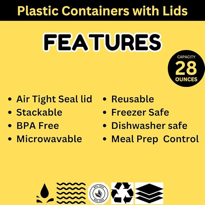Meal Prep Containers 2‑Compartment 28 oz – 50‑Pack BPA‑Free Plastic Lunch Boxes – Microwave, Dishwasher & Freezer Safe – Airtight, Stackable Food Storage