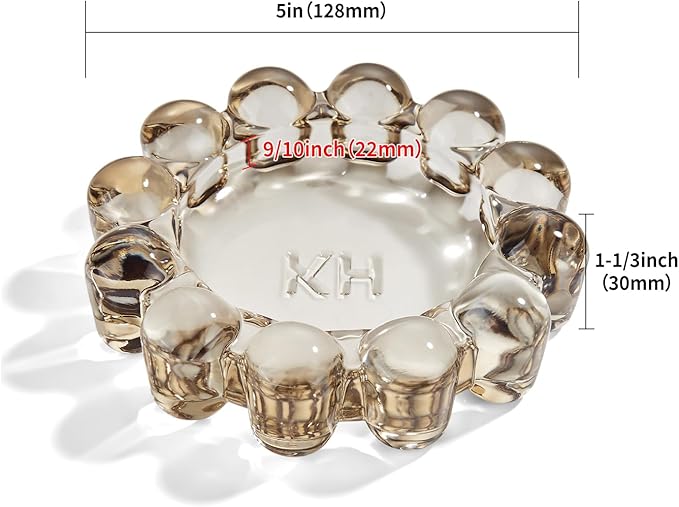 khtumeware Chic Smoky Bubble Glass Candle Dish – Modern Clear Glass Candle Holder for Tealights & Diffusers, Decorative Tray for Home & Tabletop Decor（1 Pack）