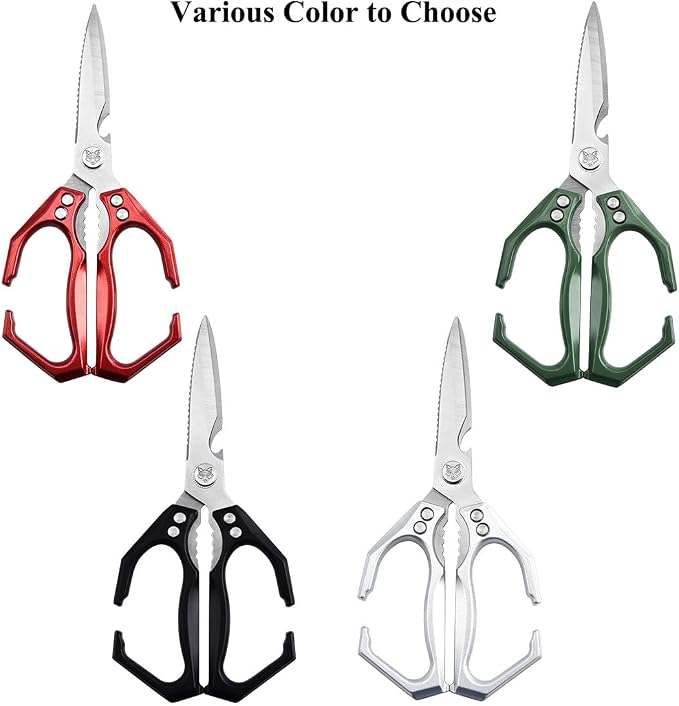 【Upgraded All-Metal Ergonomic 】Heavy Duty Kitchen Scissors All Purpose Cooking Shears for Food Poultry, Meat, Fish, Vegetables, Rust-Proof, Dishwasher Safe