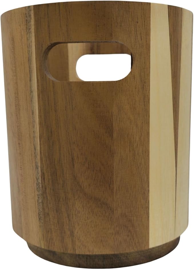 Acacia Wooden Utensil Holder | Kitchen Utensils Holder & Organizer for Countertop | Rustic Farmhouse Style Utensil Pot (Small 11×14.5cm)