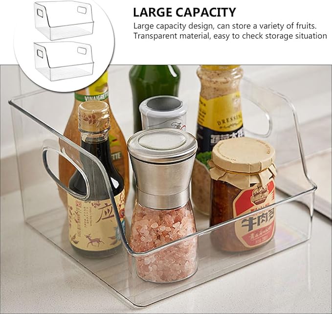 2pcs Kitchen Fruit Storage Boxes, Medium Food Organizer Bins for Fridge and Pantry, Produce Containers for Household Food Storage