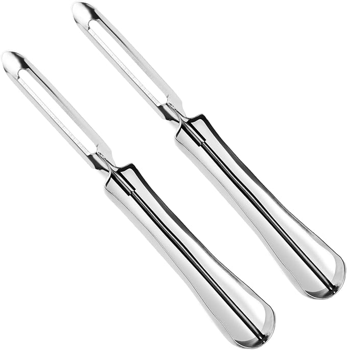 Stainless Steel Vegetable & Fruit Peeler Sharp Blade for Peeling (Potatoes, Apples, Carrots), Ergonomic Non-Slip Handle, Dishwasher Safe Kitchen Tool 2pcs