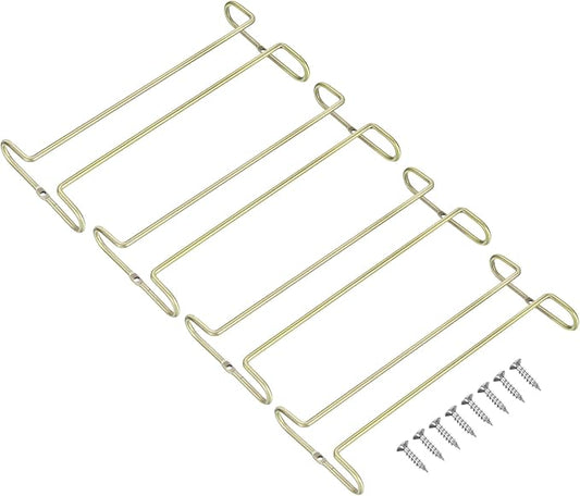 uxcell Wine Glass Rack Under Cabinet, 4Pcs 10-Inch Stemware Wine Glass Hanging Rack Stainless Steel Wine Glass Organizer Storage Hanger for 5mm Stemware Column, Bronze