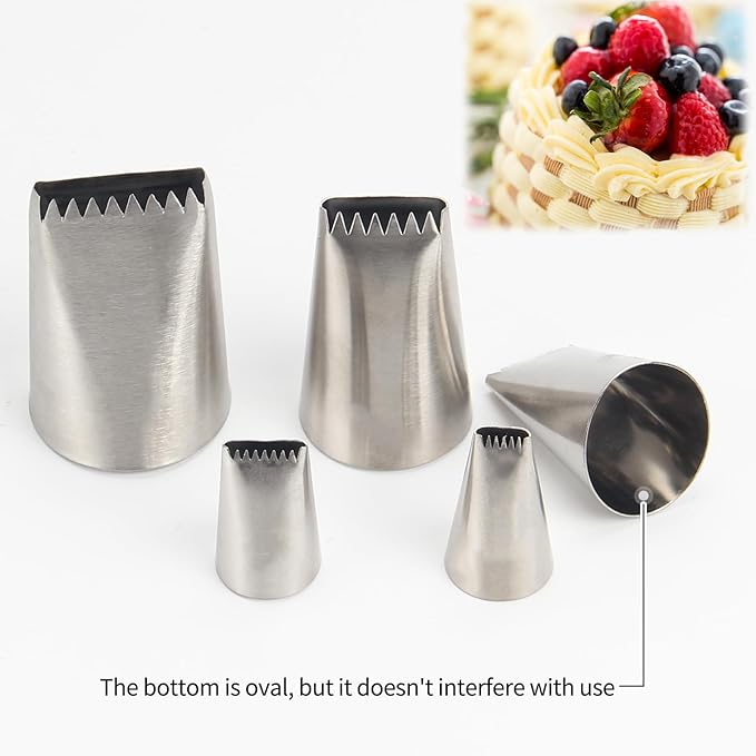 5PCS Basketweave Piping Tip Set, Stainless Steel 3D Half Row Icing Nozzles Braided Flower Cake Decorating Tools for Pastry and Fondant,Suitable for cakes, cupcakes