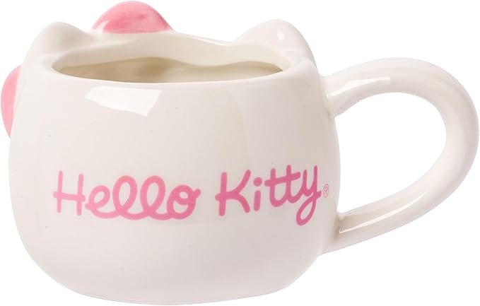 Silver Buffalo Sanrio Hello Kitty Different Color Bows 3 Pack Ceramic 3D Sculpted Mini Cup Set with Handles, Perfect as a Sugar, Cream, or Milk Set, 3.5 Ounces
