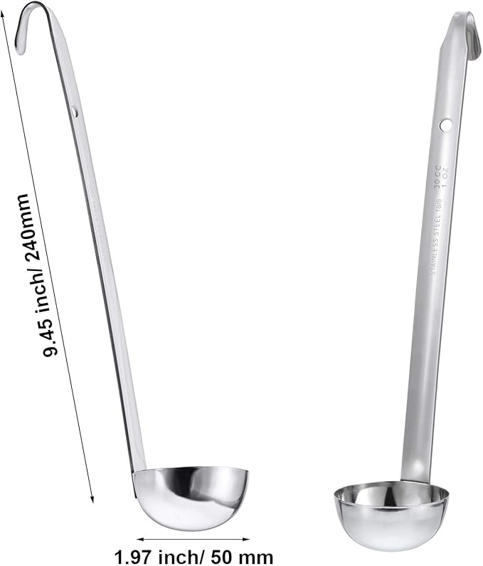 meekoo 3 Pieces Stainless Steel Ladle Soup Handle Ladle with Pouring Rim for Kitchen Cooking Soup Sauce (1 oz)