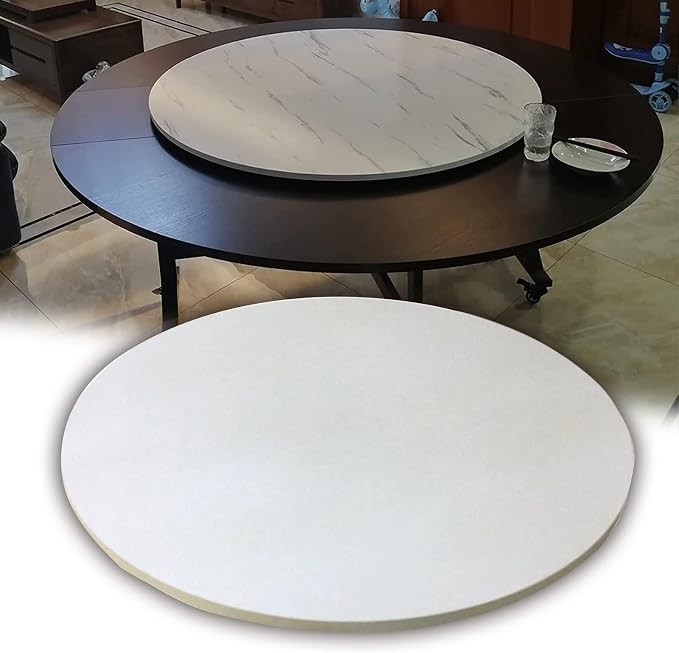 Large Round Turntable Lazy Susan Wooden Turntable Serving Plate - For Kitchen Dinner Table Tabletop Serving Tray, Ø20in 28in 35in 39in, 360° Rotating Turntable For Round Table (Color : White-A, Size