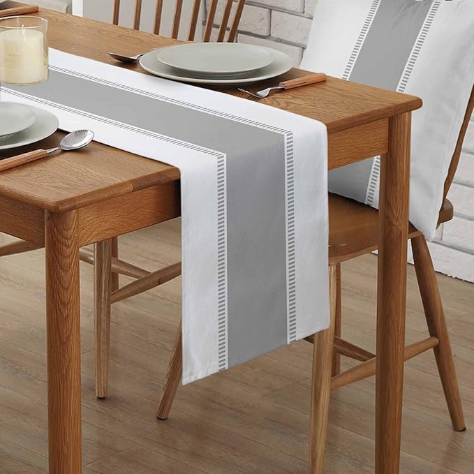 Grey Table Runners Stripes Table Runner Dresser Farmhouse Scarves 70 inches Long,Non Slip Modern Decortaive Table Runner Cover for Kitchen Dining Coffee Table Holiday Party Wedding