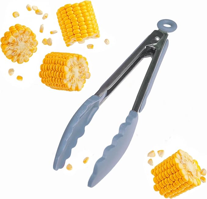 Starpack Get a Grip Silicone Kitchen Tongs (9 Inch) - LFGB Non Toxic, 600°F Heat Resistant, BPA-Free - Heavy-Duty Stainless Steel, Locking - Dishwasher Safe for Nonstick Cookware Light Blue