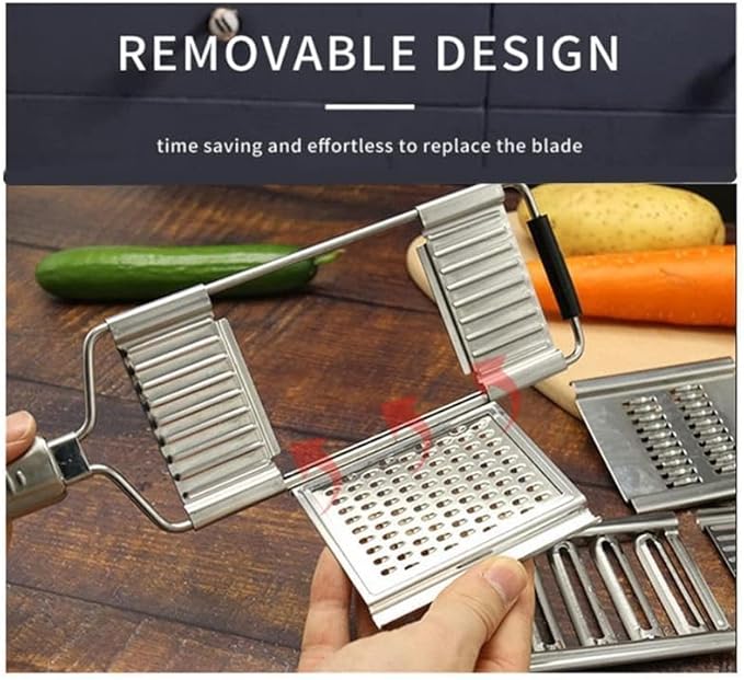 Stainless Steel 4 in 1 Multi-Purpose Vegetable Slicer, Handheld Cheese Grater & Vegetable Chopper with 4 Adjustable Blades for Various Vegetables
