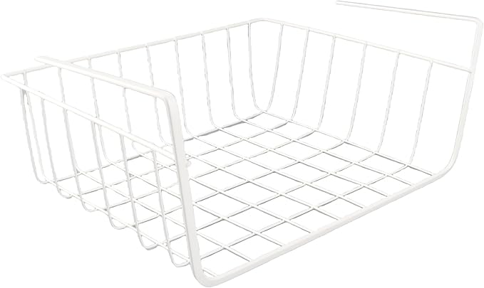 Under Shelf Basket, Metal Under Shelf Storage Hanging Wire Basket Shelves Desk Bookshelf Pantry Organizers for Kitchen Office Laundry Room Space Saving Multipurpose (M) (M)