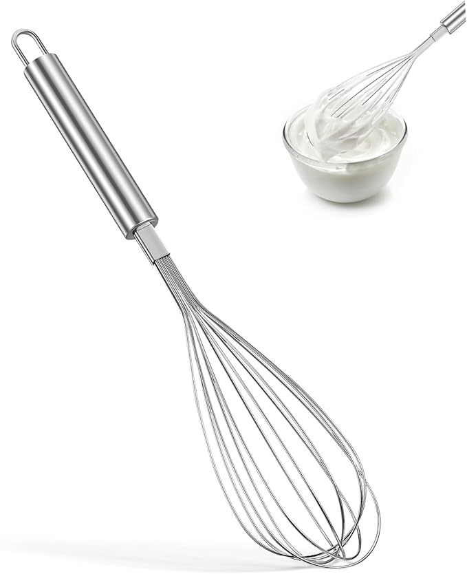 Stainless Steel Balloon Whisk Hand Whisking Tool for Cooking Mixing and Beating Eggs Comfortable Grip Multi Functional Kitchen Utensil for Baking and Food Preparation