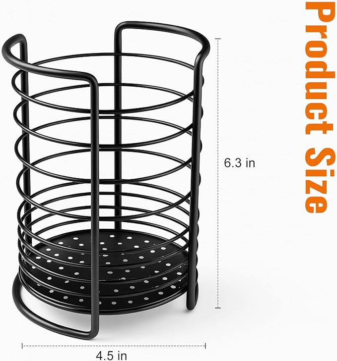Utensil Holder for Kitchen Counter, Large Stainless Steel Cooking Utensils Spoon Spatula Organizer for Countertop, 6.3"
