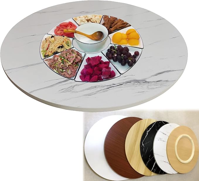 Round Rotating Serving Plate 50 80 100cm - Lazy Susan Turntable Wooden For Dining Table - Home And Kitchen Round Table Turntable - With Silent Bearing - 360° Rotating Tray (Color : Wood, Size : Ø60c