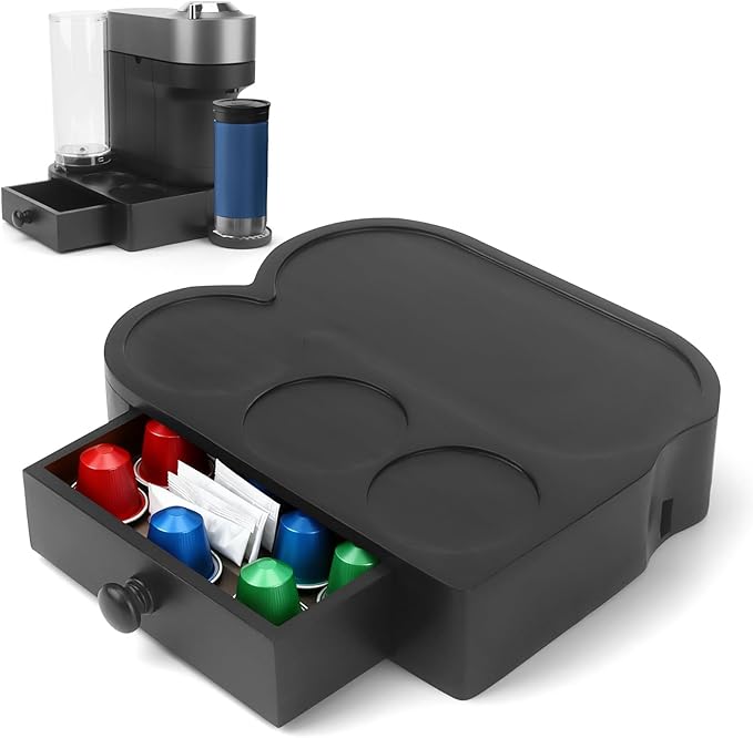Riser Stand for Nespresso Vertuo Pop+, with Coffee Pod Drawers Organizer - Elevated Base Fits Tall Mugs (Up to 7.48" H), Coffee Station for YETI Rambler & Stanley 20oz Cups - For Pop+ ONLY (Not Pop)