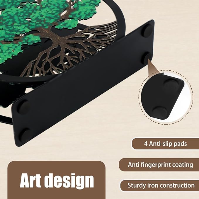 Modern Napkin Holder for Table Decor,Black Metal Napkin Dispenser fit Tissue Mail Bills Paper Towel Holder,Tree of Life Napkin Holders,Napkin Stand for Home Kitchen Dining Restaurant Cocktail