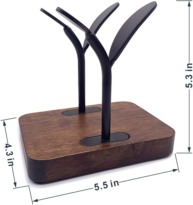 Leaf Napkin Holder, Wooden Napkin Holder for Tables, Freestanding Tissue Dispenser for Kitchen Countertop, Dining, Picnic Table, Indoor & Outdoor Use, Home Decor, Modern, Sturdy, Easy Assembly, Black
