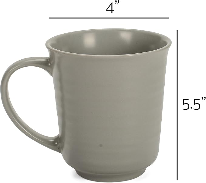 Elanze Designs Grey Matte Glaze Finish 17 ounce Stoneware Coffee Cup Mugs Set of 4