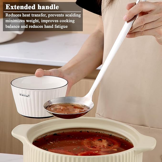 Berglander Stainless Steel Soup Ladle, 11.8" Durable Ladel Spoon for Serving or Cooking, Dishwasher Safe, Durable & Rust-Resistant Cooking Utensil