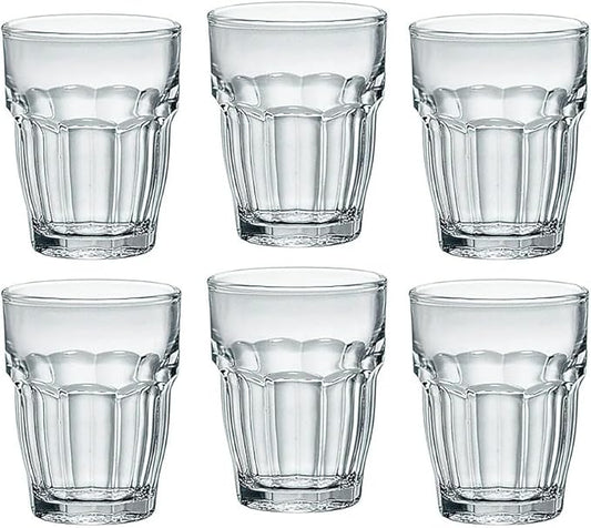 Bormioli Rocco Rock Bar 2.25 oz. Shot Stackable Tempered Beverage Glasses for Cold Drinks, Water, and Cocktails, Set of 6, Clear