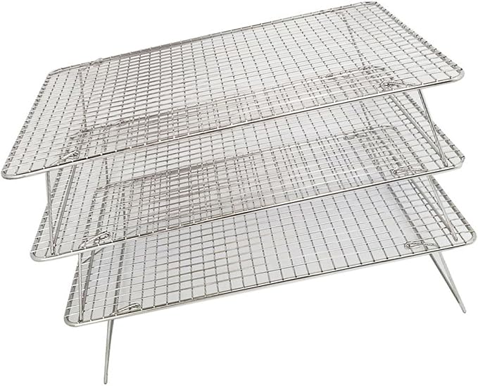 Stackable Baking Cooling Stand 3 Sections Stainless Steel for Efficient Cake Bread Storage Home Kitchen Baking Tool