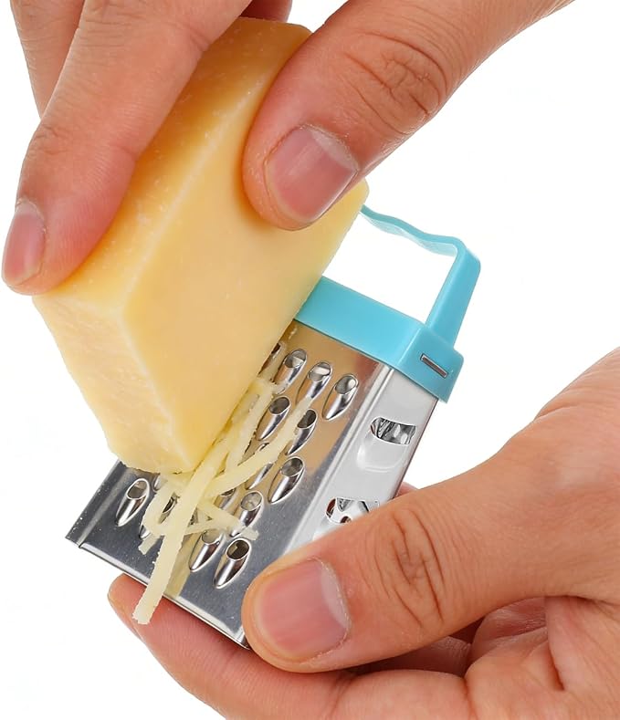 Ciieeo 6 Pcs Mini Cheese Grater Set, 4-Sided Stainless Steel Small Box Graters for Kitchen, Portable Vegetable Shredder & Lemon Zester, Ideal for Garlic, Ginger, Chocolate (Blue, Green, Rose Red)