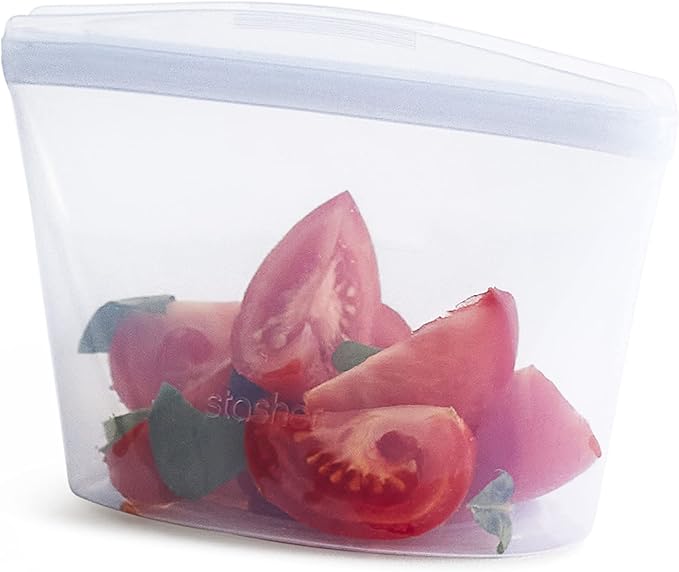 Stasher Silicone Reusable Storage Bag, 2-Cup Bowl, Reusable Freezer Bags, Microwave, Dishwasher, Oven Safe, Sous Vide, Premium Lunch Container, Eco Friendly, Food-safe Silicone Snack Bag, 16 oz, Clear | Reusable Food Bag