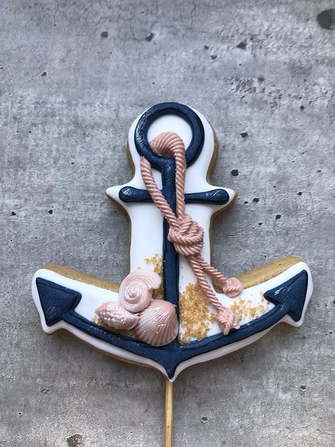 LILIAO Nautical Cookie Cutter Set - 4 Piece - Anchor, Sailboat, Rudder and Dolphin Biscuit Fondant Cutters - Stainless Steel