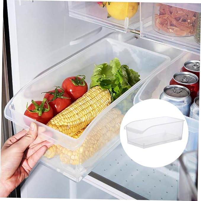 CHILDWEET 2pcs Clear Refrigerator Organizer Bins Drawer Style Plastic Storage Container for Kitchen and Pantry Organization and Convenient Design for Easy Access