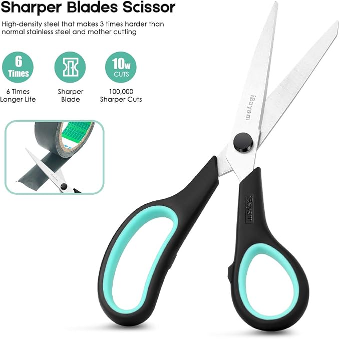 iBayam Kitchen Scissors - All Purpose Heavy Duty Meat Poultry Shears, Dishwasher Safe Food Cooking Stainless Steel Utility Shears